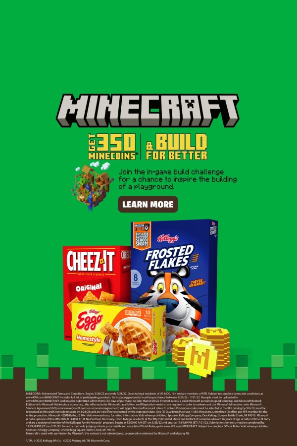 Kellogg’s MineCraft - Get 350 MineCoins or Build For Better Offers