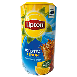 LIPTON ICED TEA MIX 38 QT. OR LESS SUGAR LEMON ICED TEA 68.4-89.8 OZ. CNSTR.