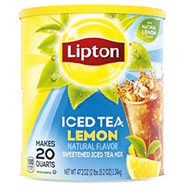 LIPTON ICED TEA LEMON MIX 28 QT. OR RS ITM LEMON 50.2-70.5 OZ. CNSTR.