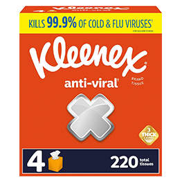 KLEENEX FACIAL TISSUE ANTI-VIRAL UPRIGHT BOX 55/CT