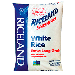 RICELAND RICE EXTRA LONG GRAIN OR GOLD PARBOILED 20 LB. PKG.