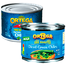 ORTEGA DICED HOT CHILLIES OR DICE GREEN CHILES 4 OZ. CAN