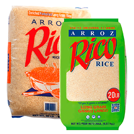 RICO LONG GRAIN RICE OR PARBOILED LONG GRAIN 20 LB. PKG.